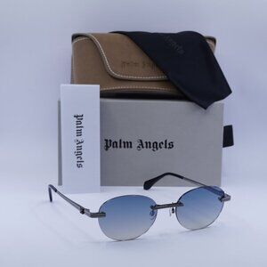 Palm Angels PERI10H CRYSTAL 1007 Oval Sunglasses - Gunmetal/Blue Gradient